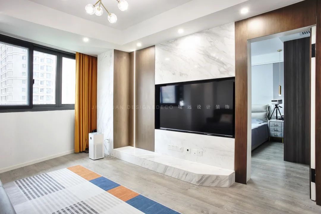 境远装饰 | 90㎡北欧轻奢婚房,冷色都市风设计-3