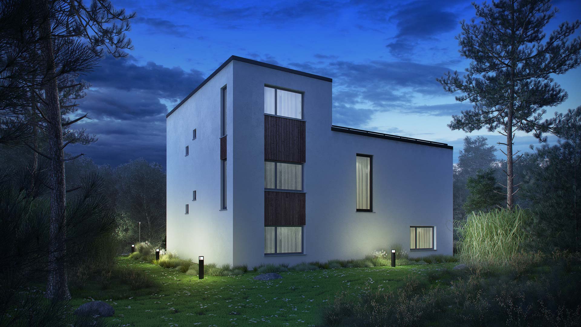 挪威森林中的现代住宅-0