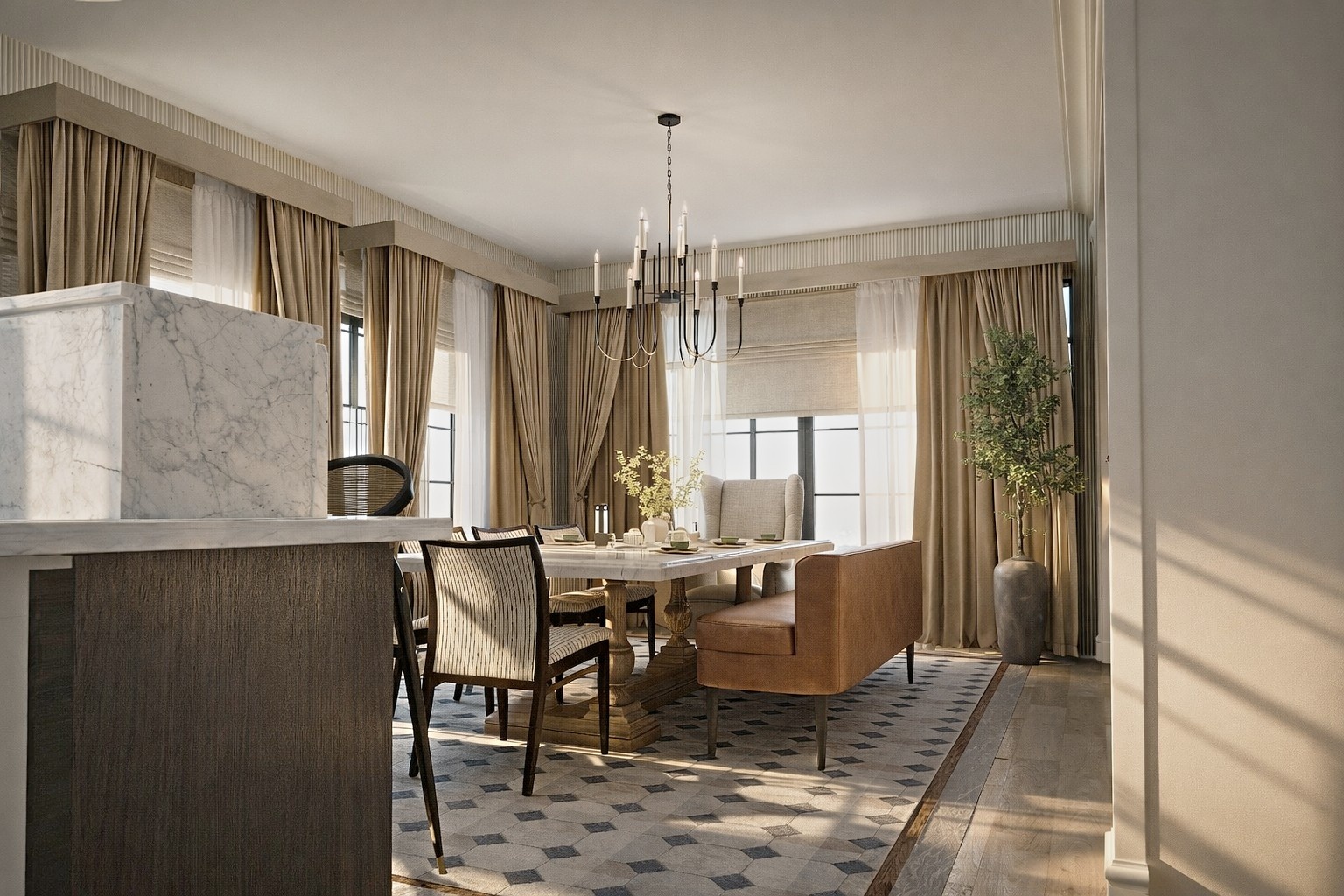 Modern Luxury Dining & Kitchen Interior Visualization-4
