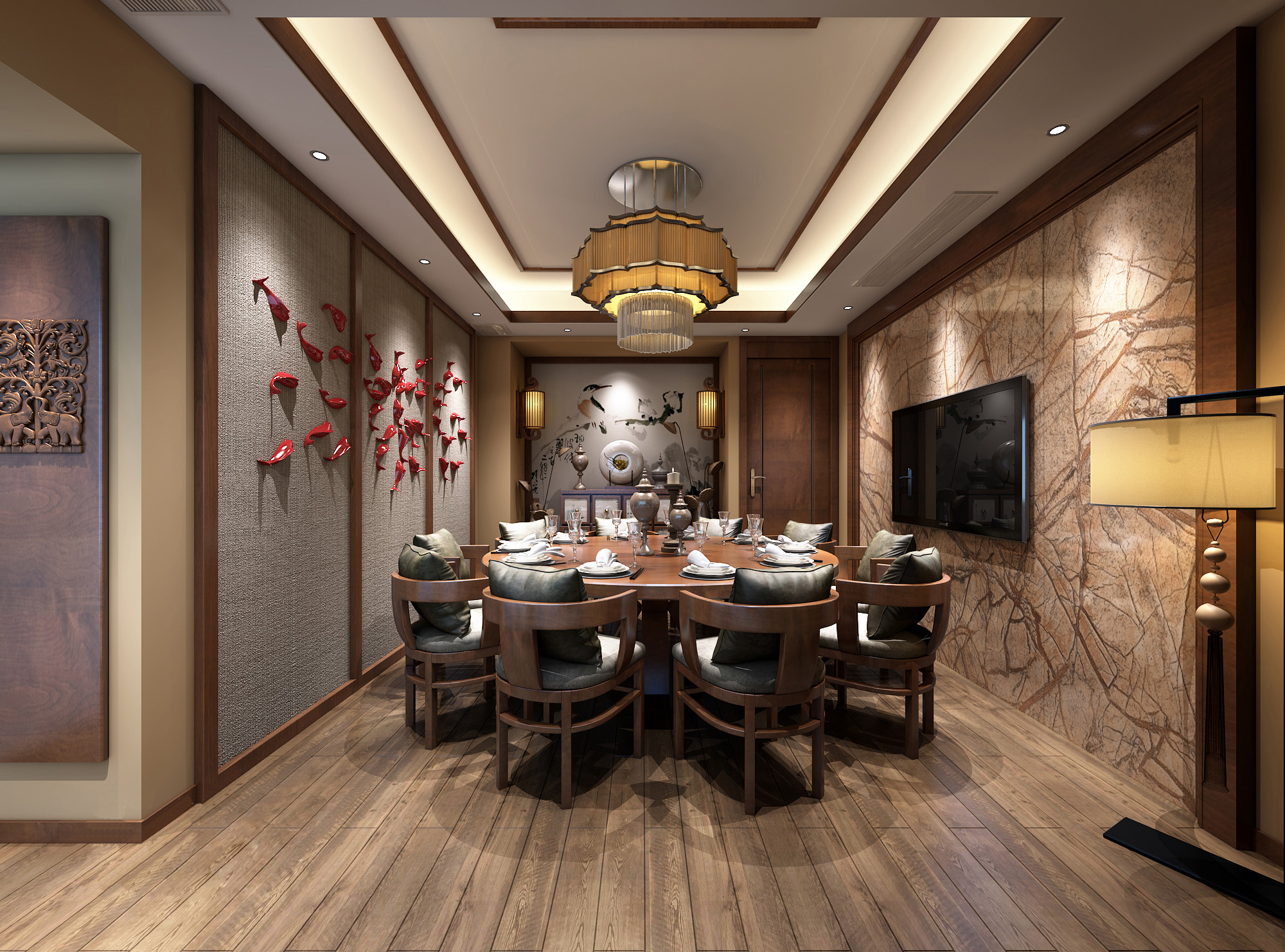 新中式 中式古典 奢华家装别墅样板房-15-27