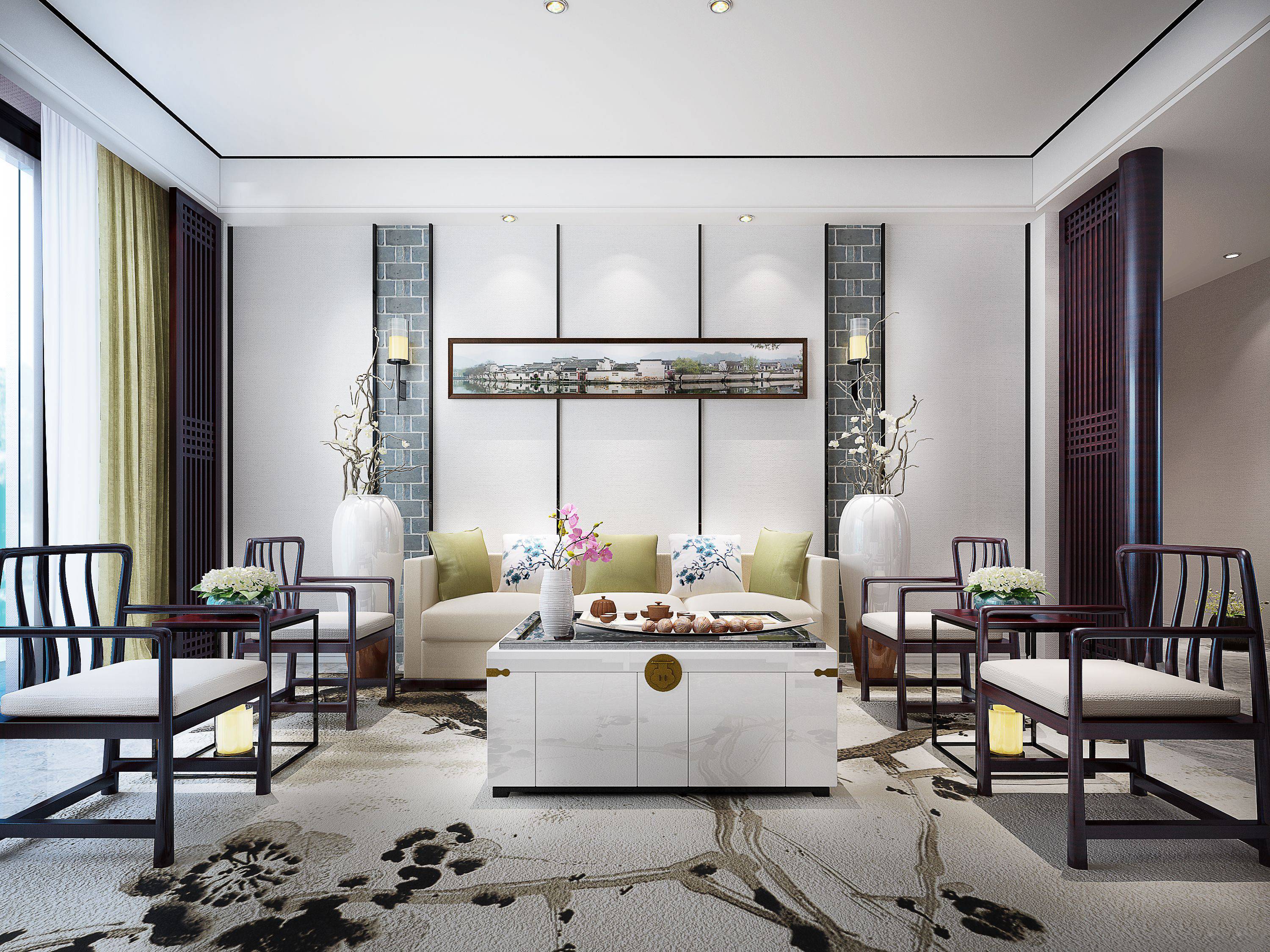 新中式 中式古典 奢华家装别墅样板房-2-1