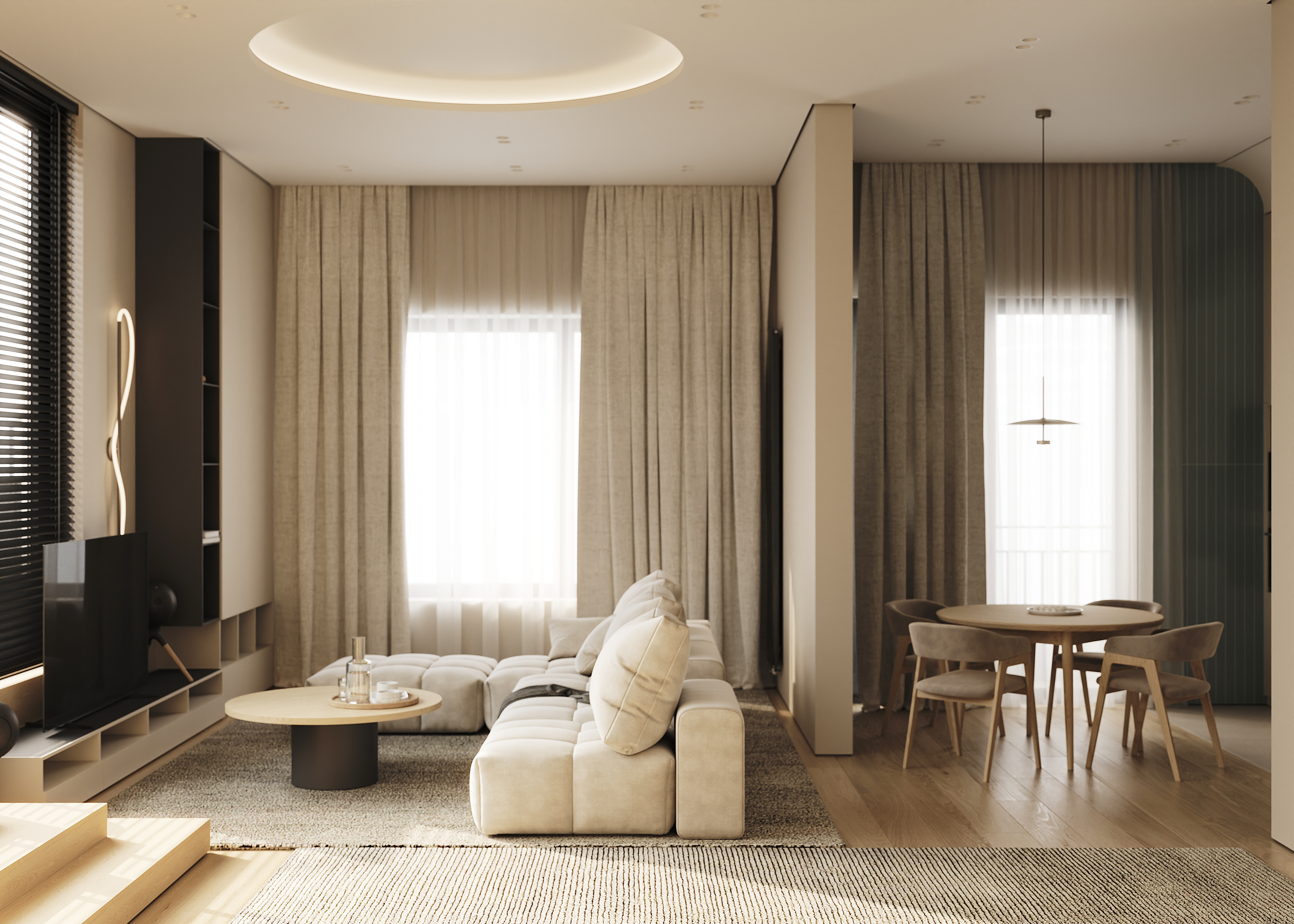 Интерьер 2х комнатной квартиры, 60 м2, джапанди-6