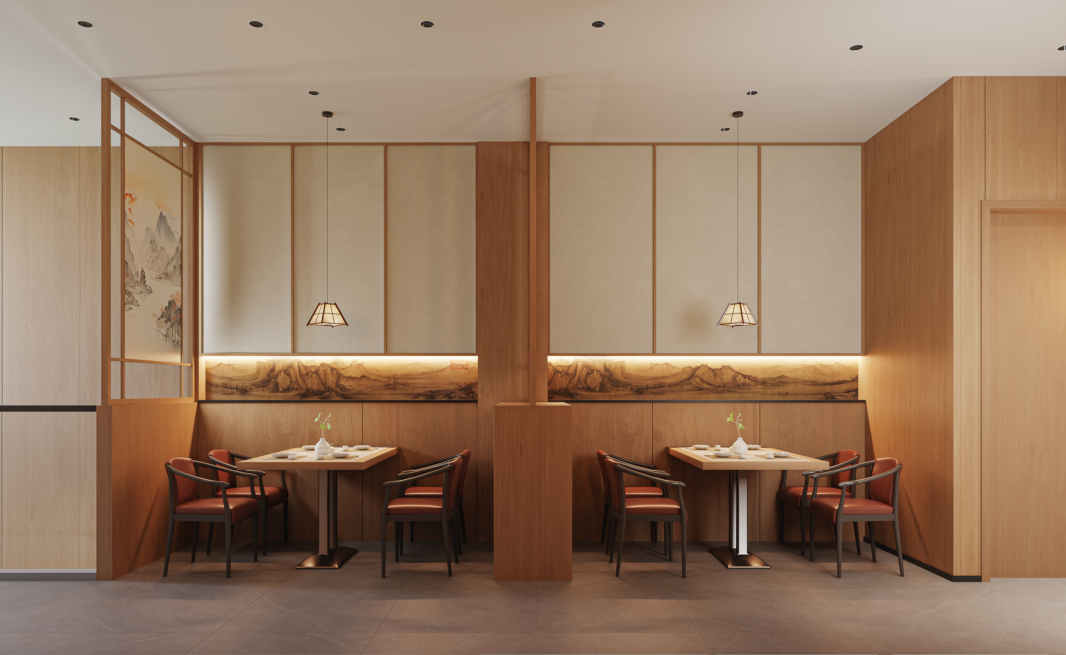 工装新中式风格餐厅效果图表现-3