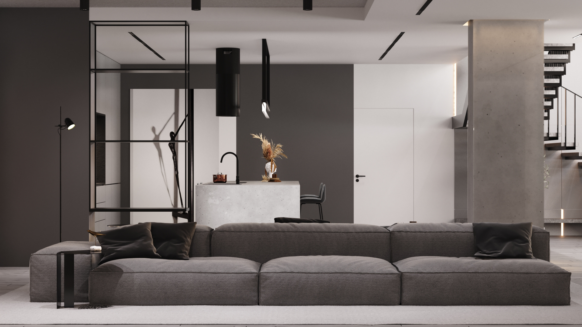 简约灰调子大空间设计-12