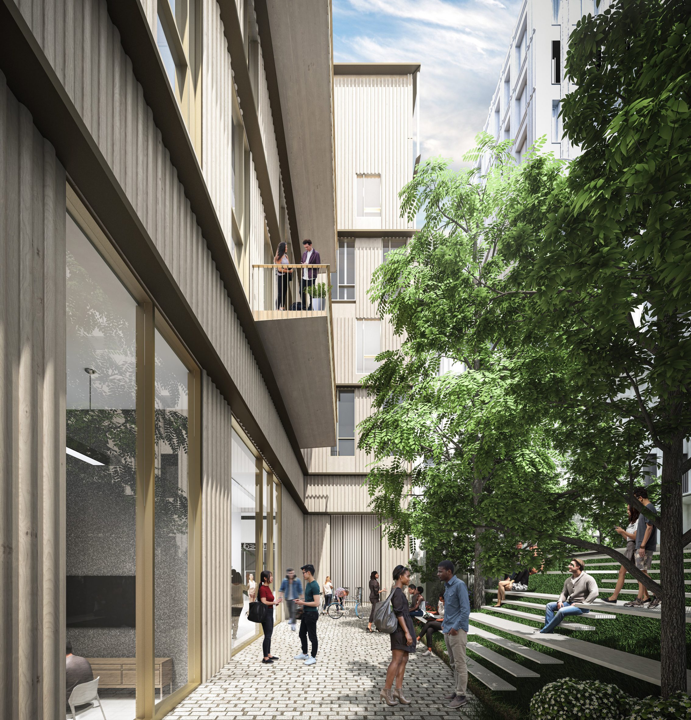 Images reveal construction of Studio Gang university in Paris built with 50 per cent natural materials-31