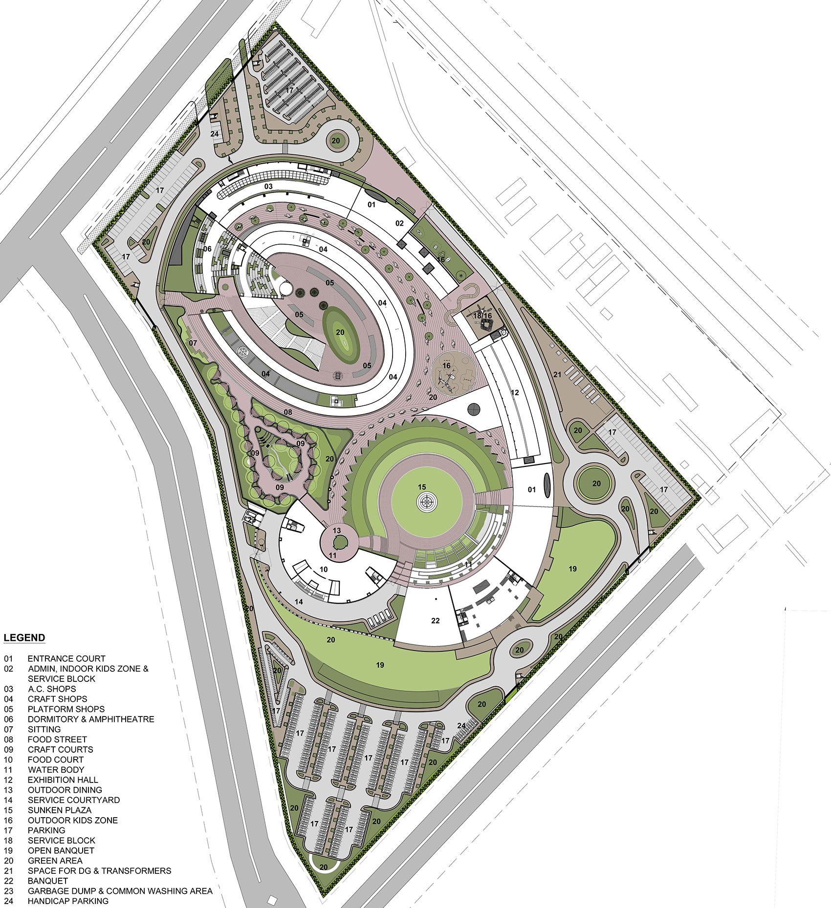 印度红拱螺旋城市市集-Avadh Shilpgram / Archohm Consults-89