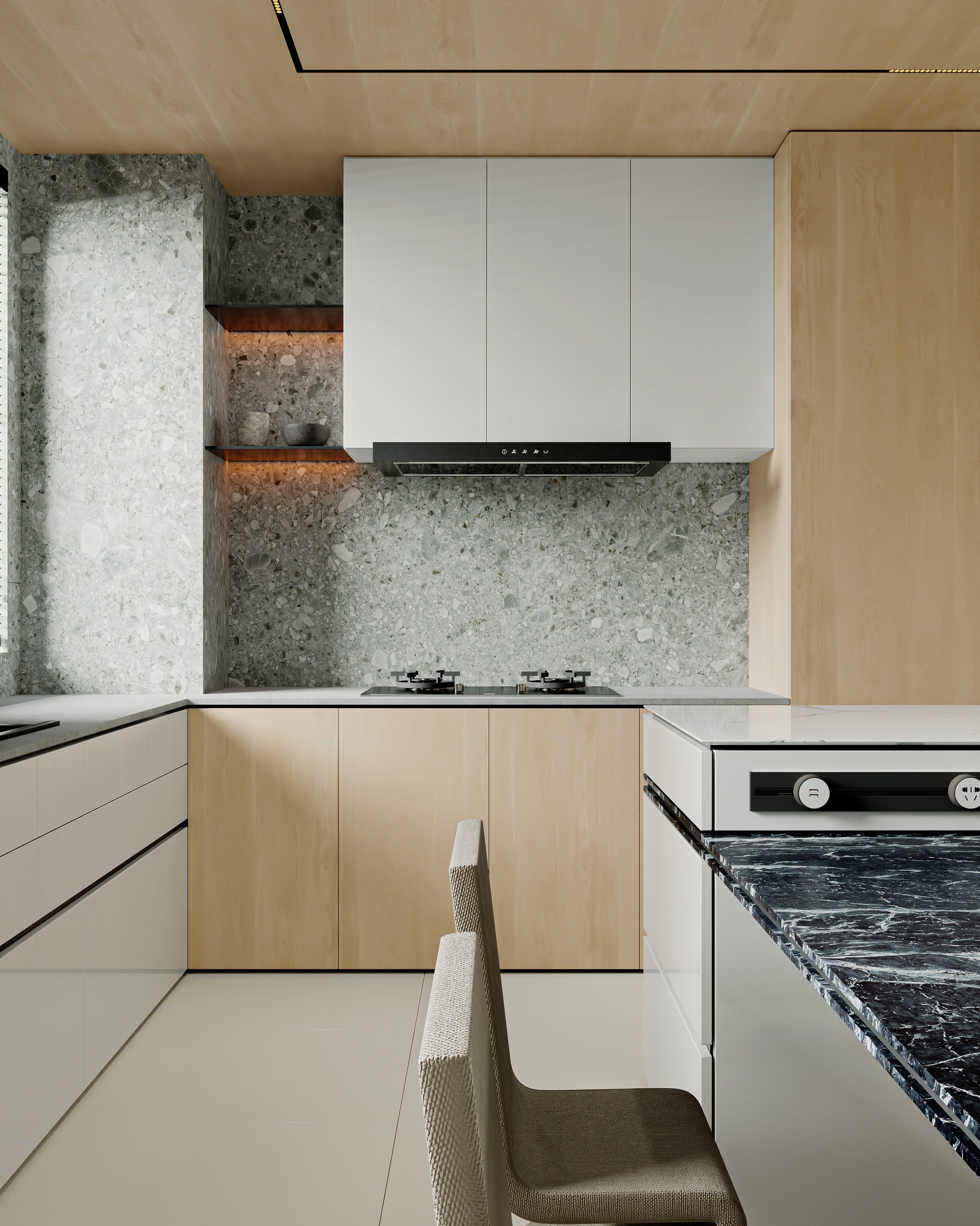 现代原木加水磨石平层套房-8