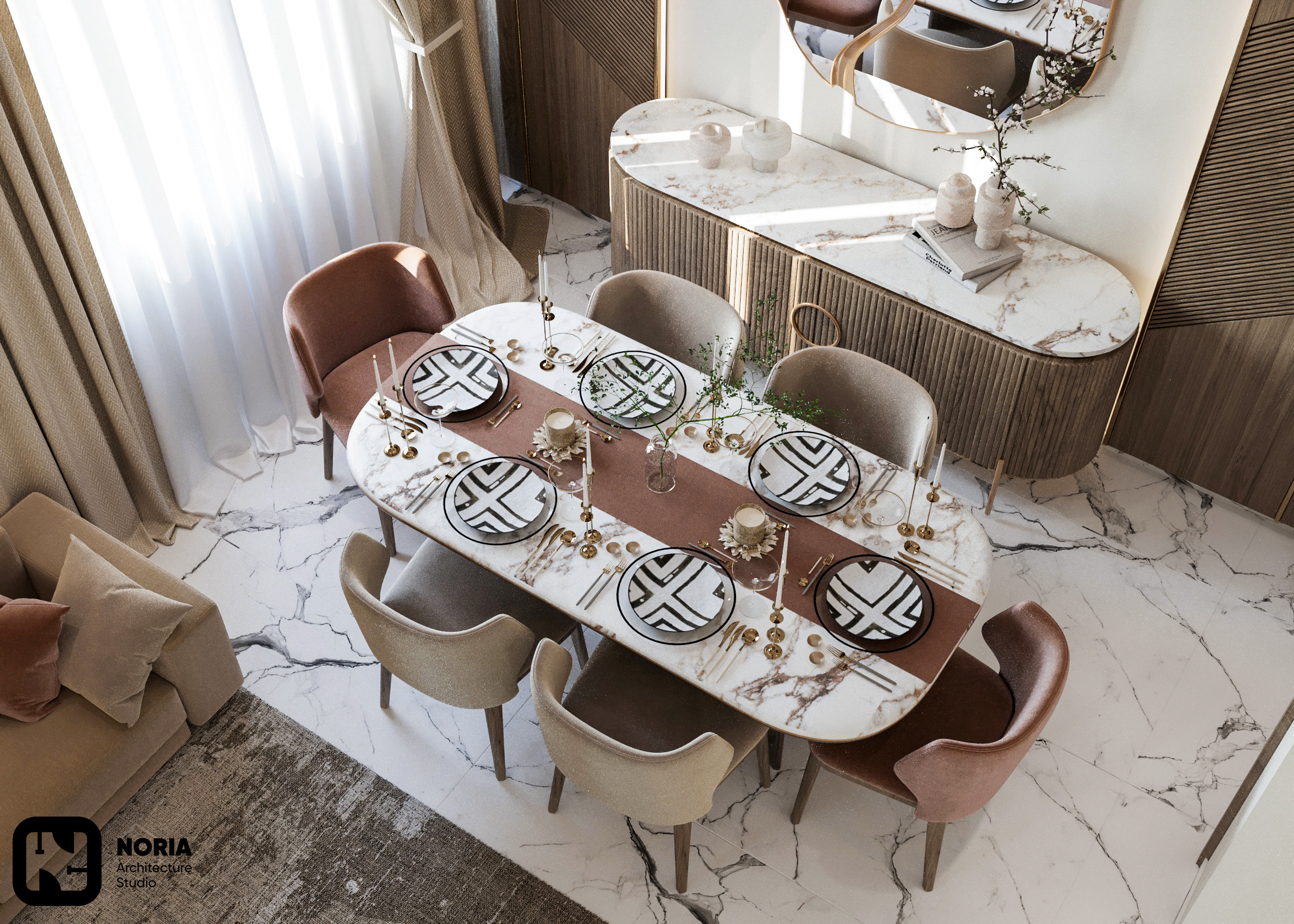 客厅兼餐厅丨埃及丨Noria Studio-11