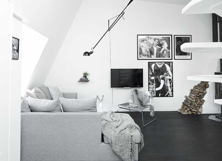瑞典 59 平米黑白小 loft，巧用白色和自然光扩展空间-7