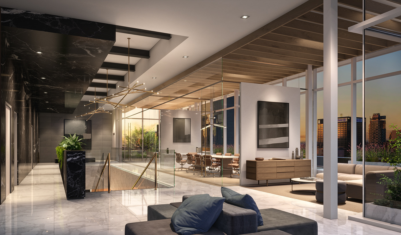 纽约 44 街现代玻璃顶 penthouse 室内设计-8