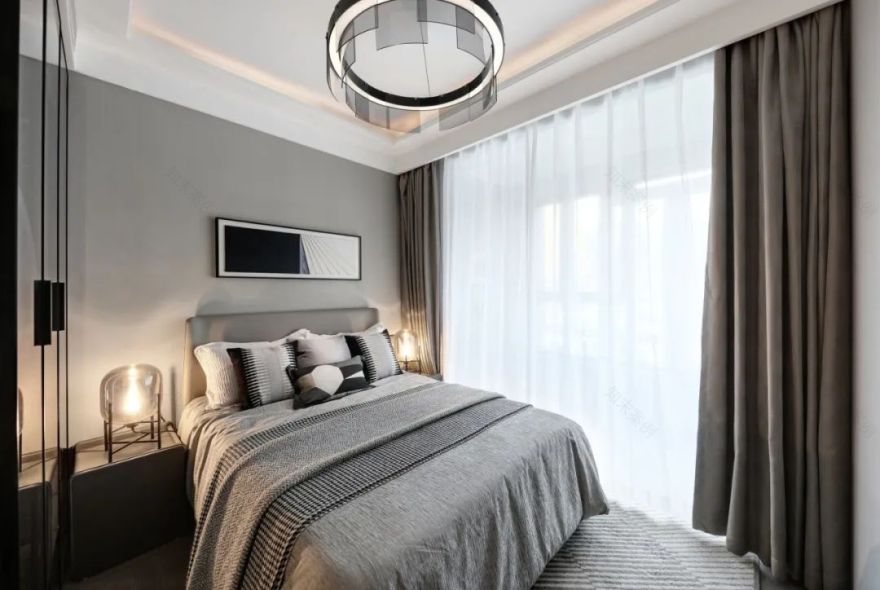 烟台万科翡翠长安样板间 | 抹茶色遇见黑灰色,简约至美-87