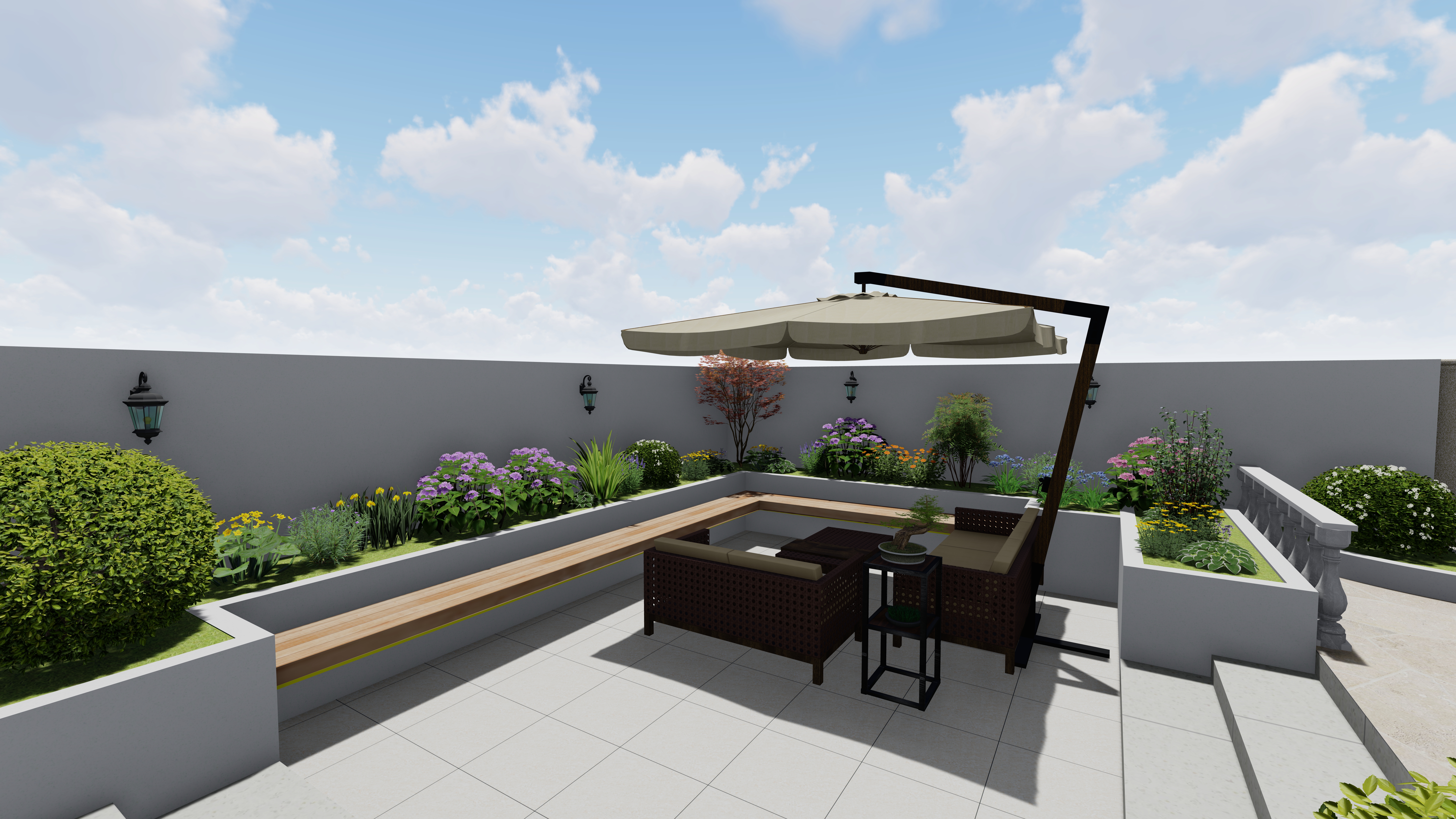 法式奶油风庭院设计-15