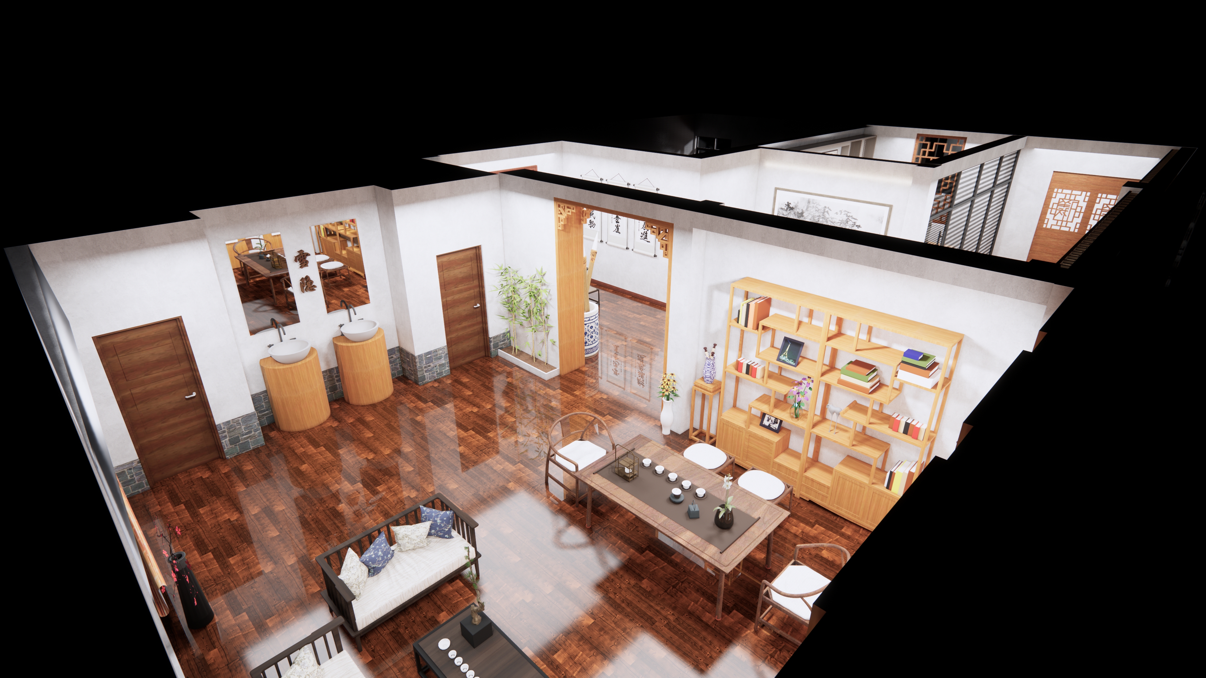 书法茶艺室设计-11