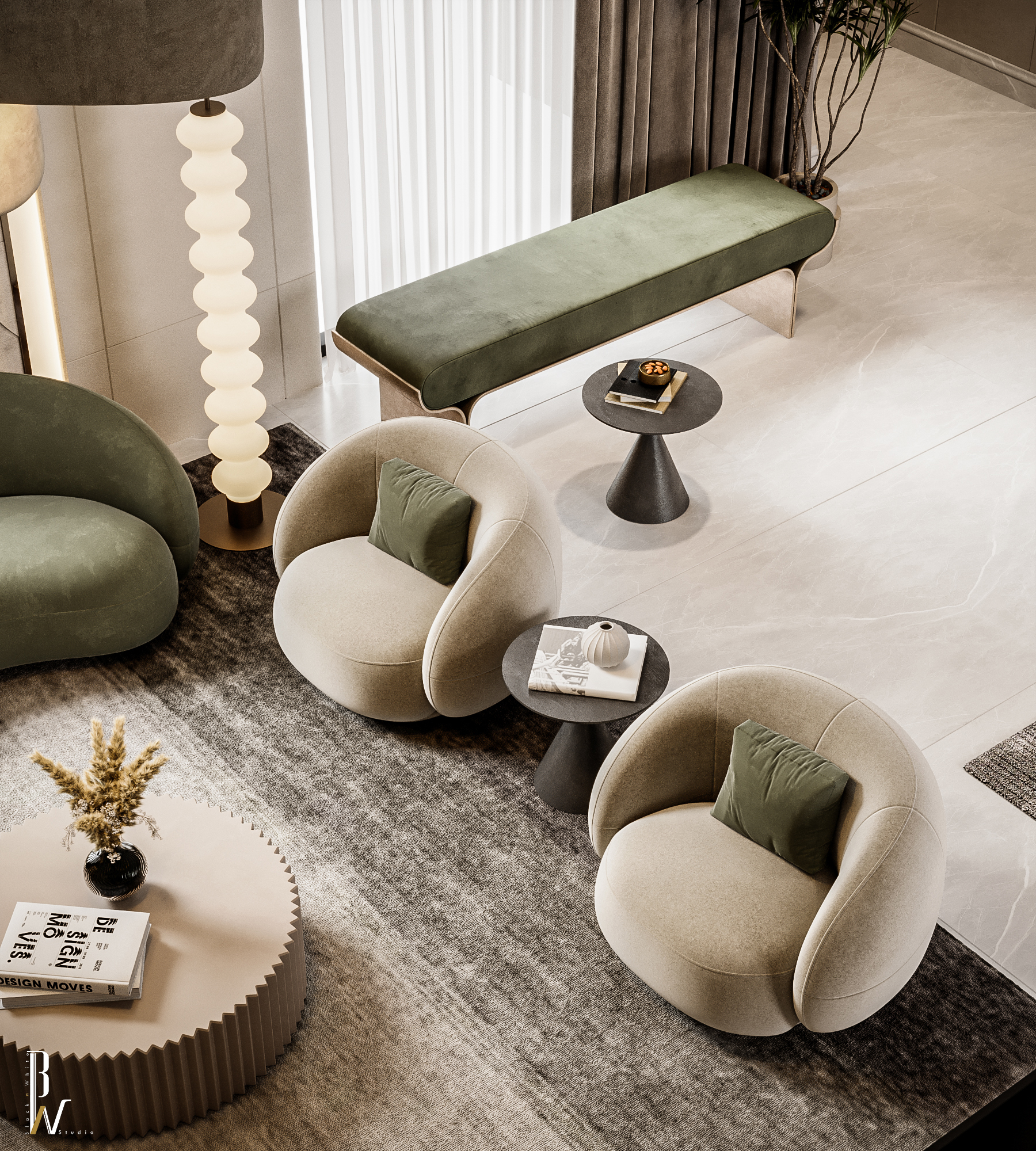 客厅设计丨Oman丨Black N White-27