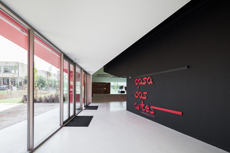 Casa das Artes art and culture centre with bright red walls-24