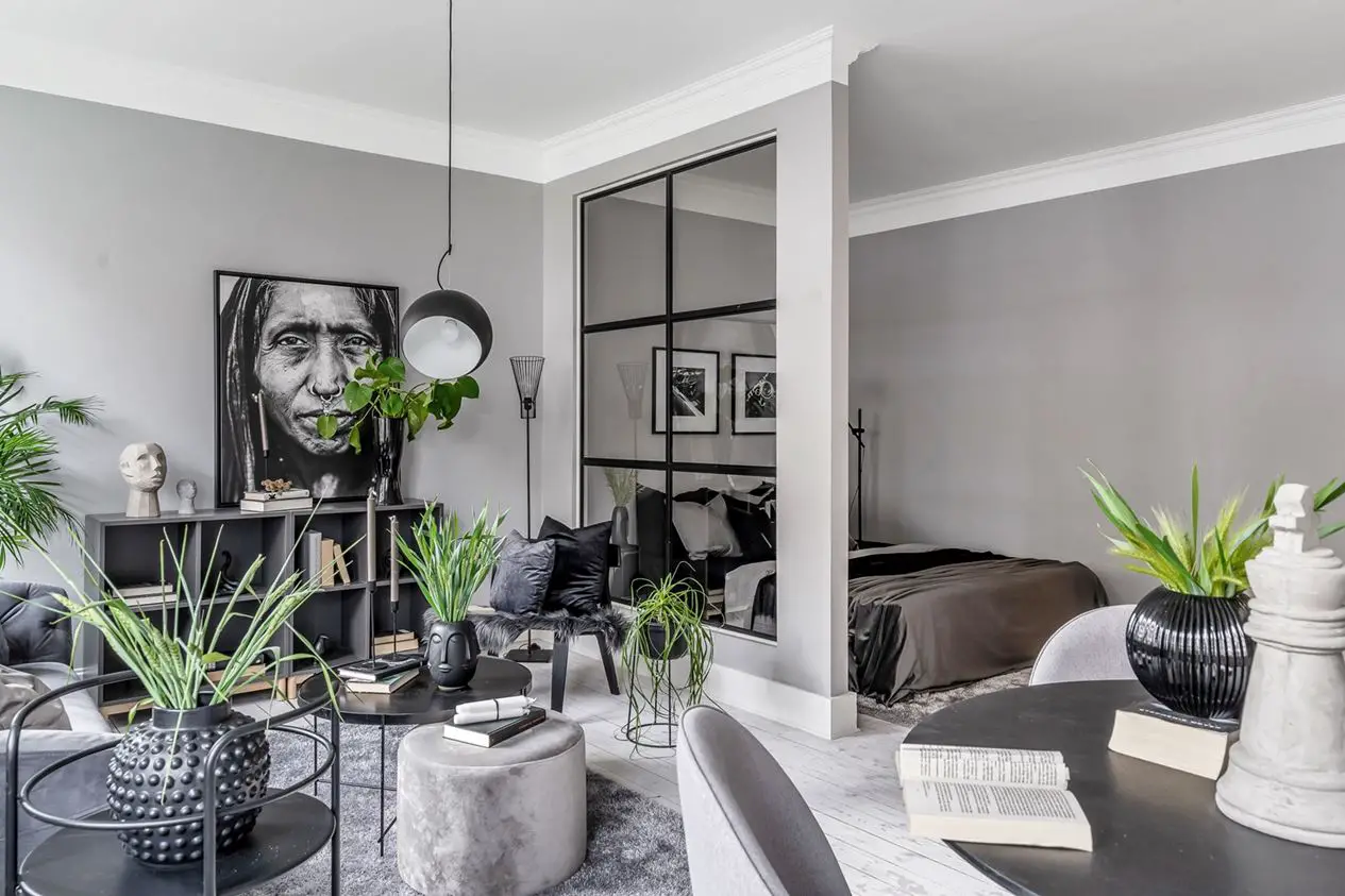 瑞典城市大型工作室公寓的完美改造-1