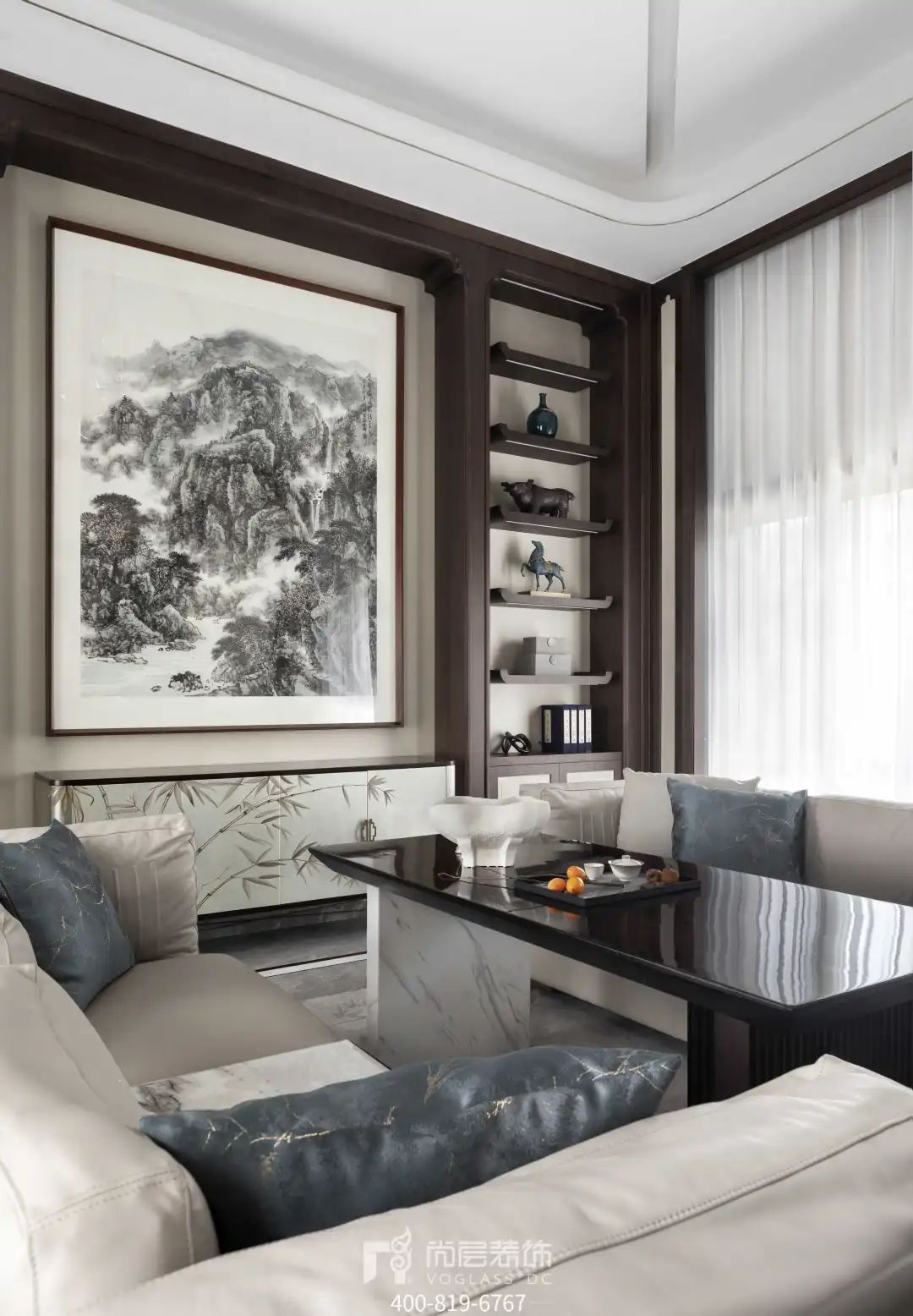 银湖花园×尚层别墅装饰｜杭州400㎡新中式别墅设计，由心生活-61