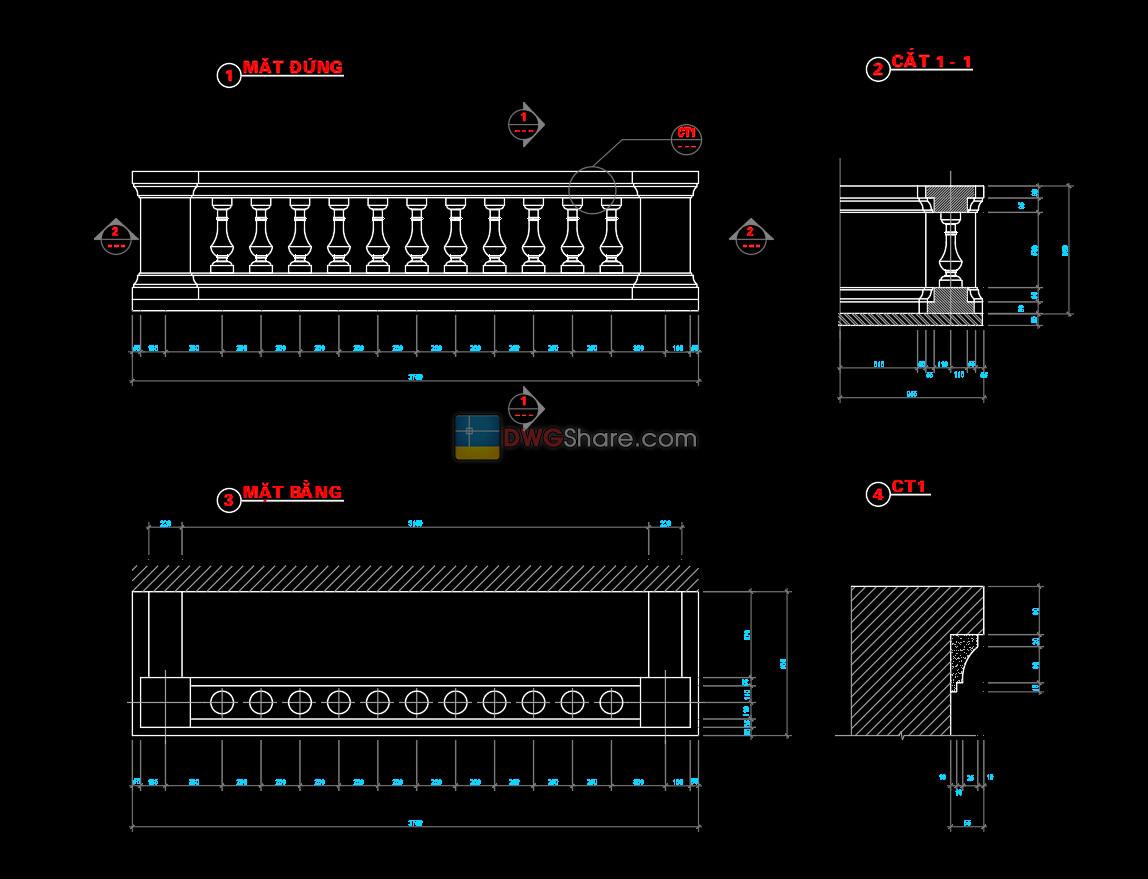 14.Classic Stair, Railing AutoCAD Blocks free download-6