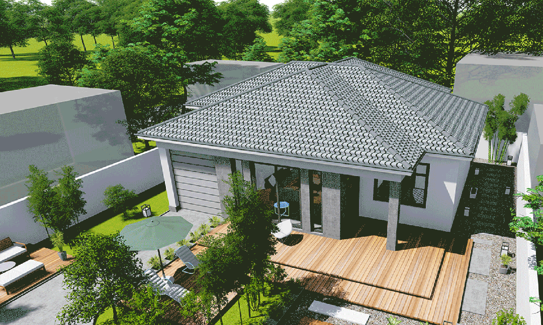 【设计师案例】土建参考造价37万，面宽15.8m×进深15.8m山西太原一层现代别墅-1