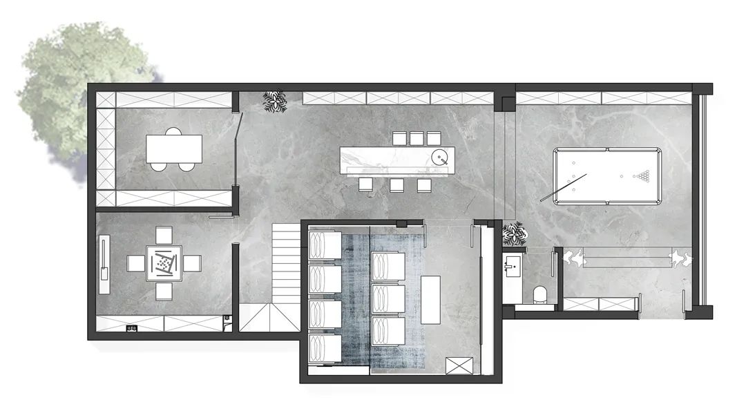 现代中式叠拼别墅设计丨青马别墅空间设计-31