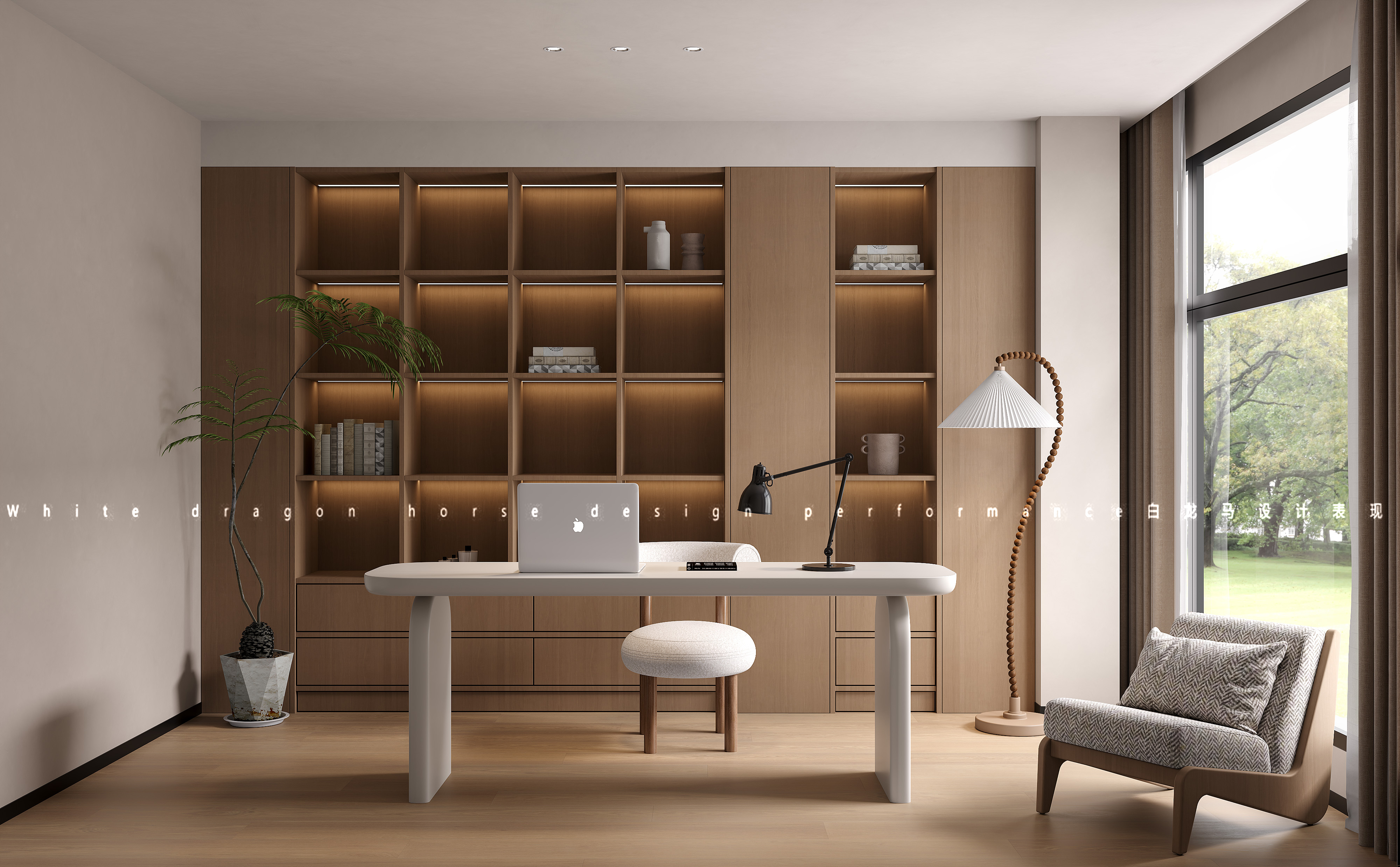 现代挑空别墅白龙马效果图丨白龙马设计与表现效果图-9