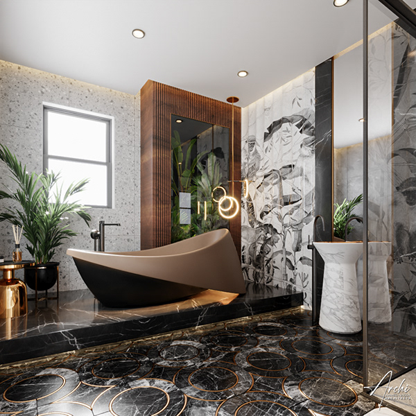 豪华现代浴室丨阿联酋迪拜丨ARCHI  ARCHITECTS-4