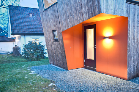 TYIN Tegnestue's lopsided house extension creates extra space upstairs-23