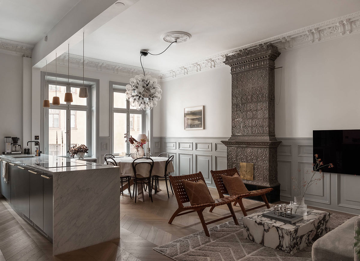 斯德哥尔摩现代古典风公寓设计-1