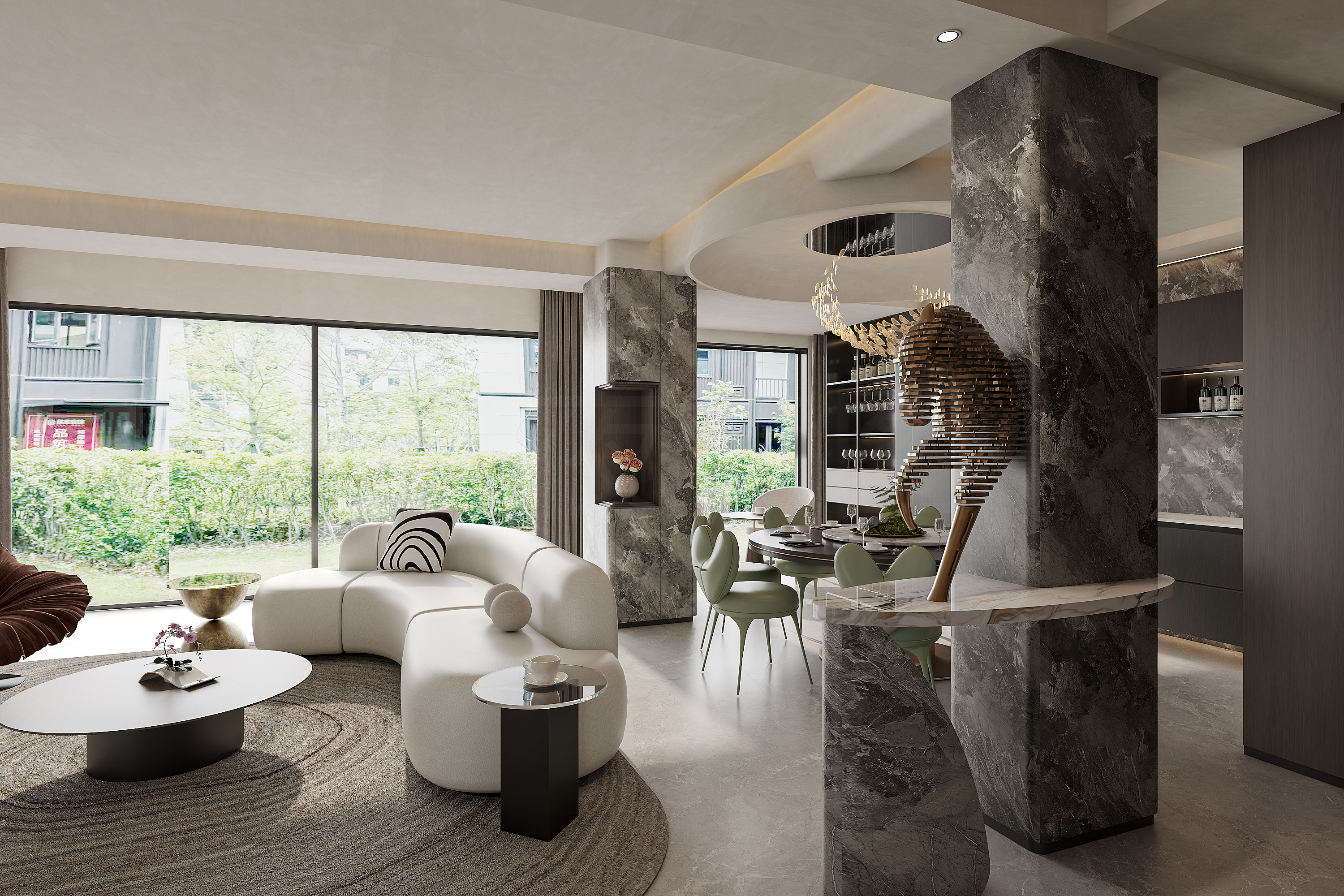 《解构与共生:后现代别墅的流动诗篇》-2