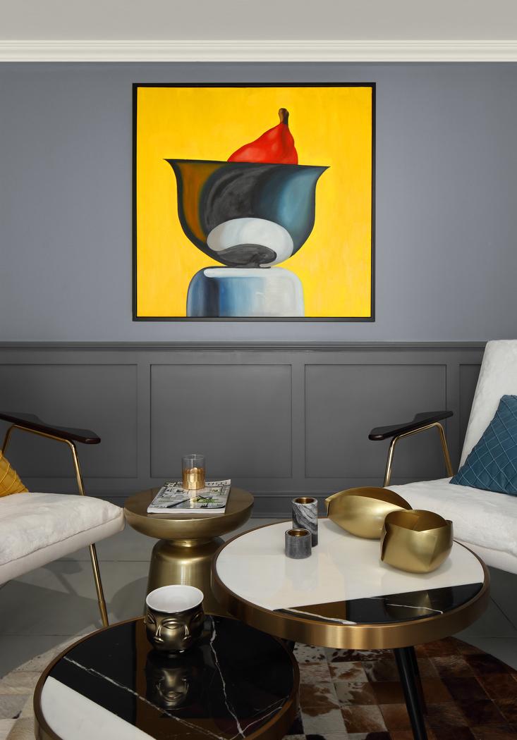 野兽派风格平层设计,金色光影演绎跃动空间-10