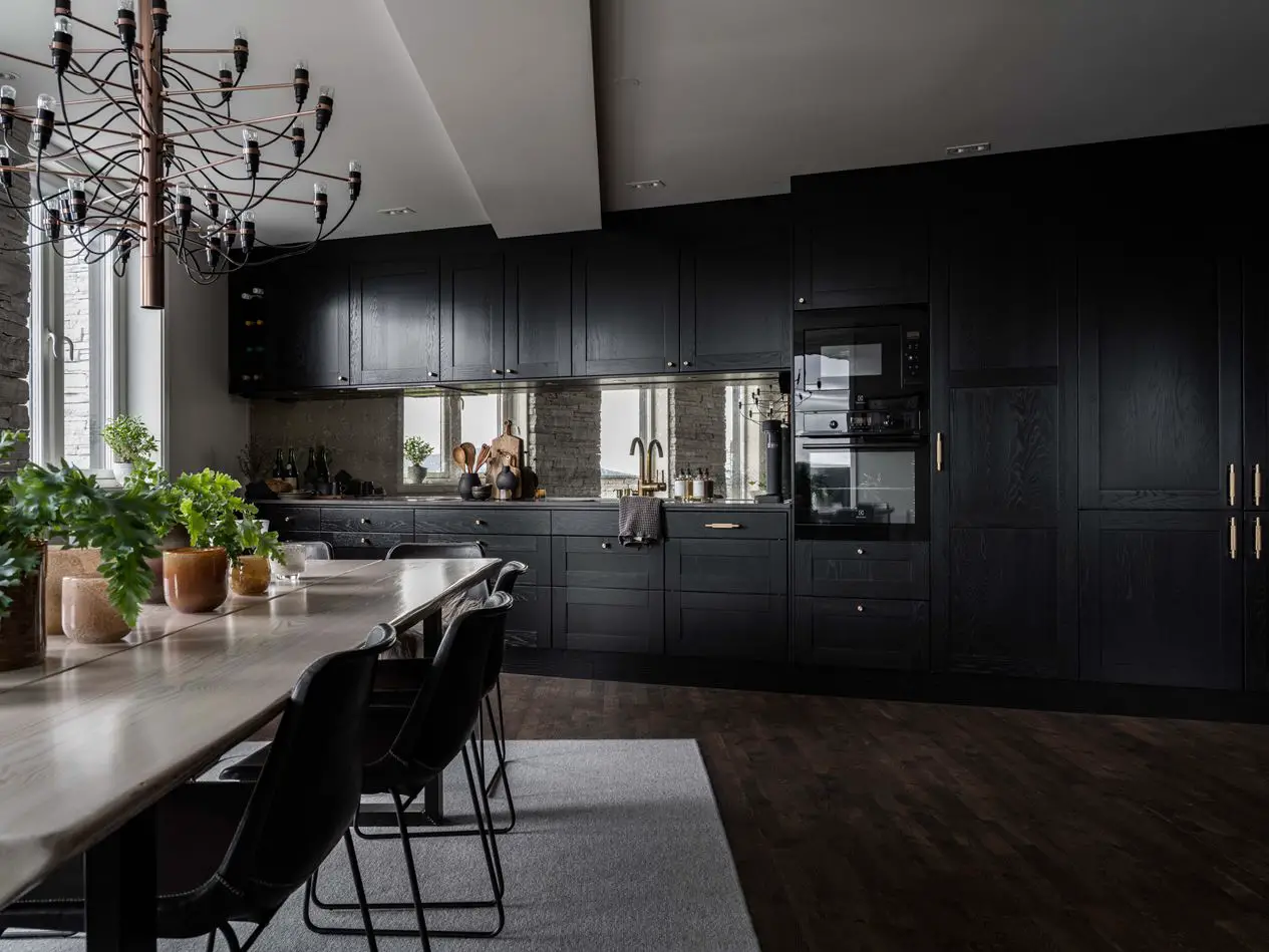 瑞典高山现代暗色调住宅设计-5