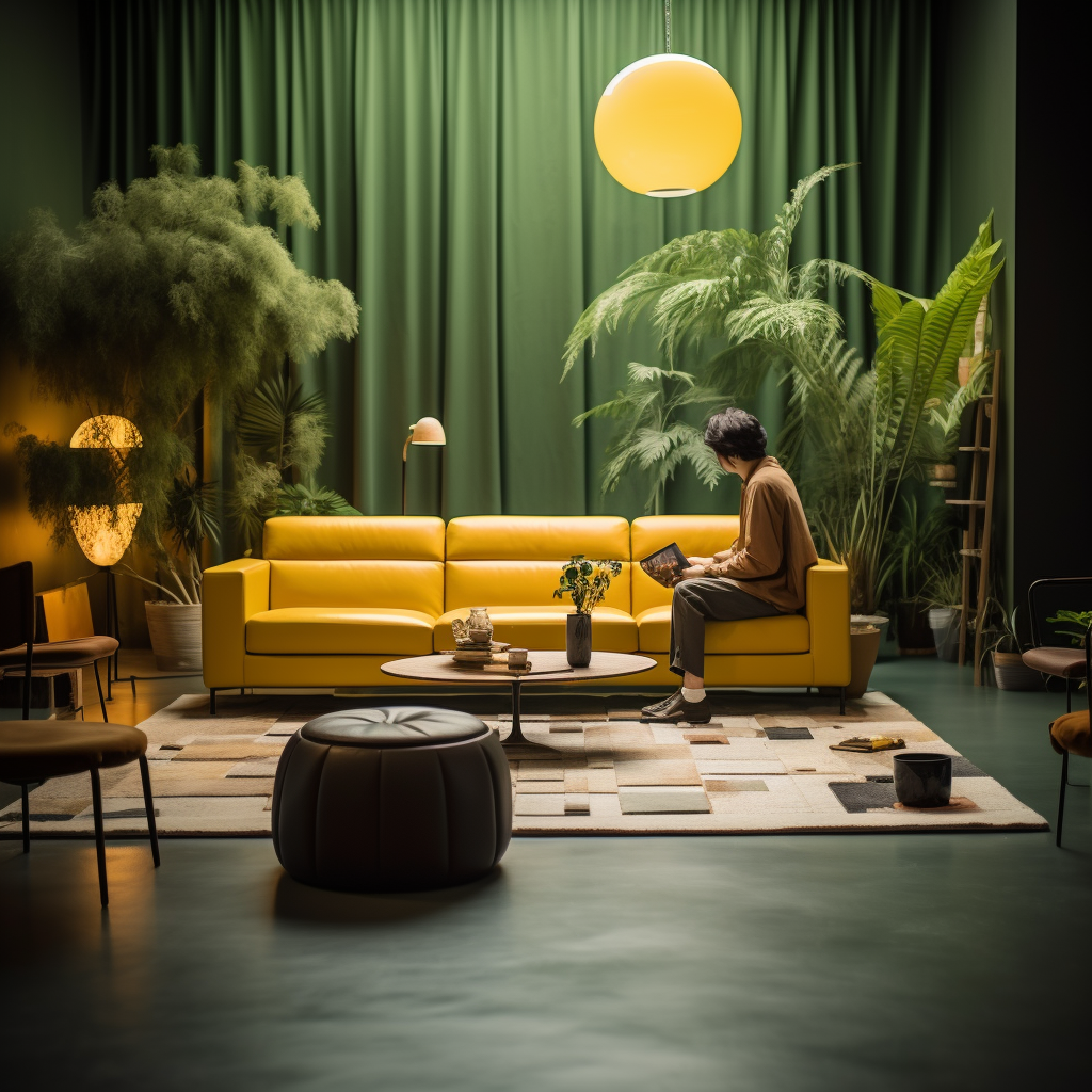 黄色沙发模特-4