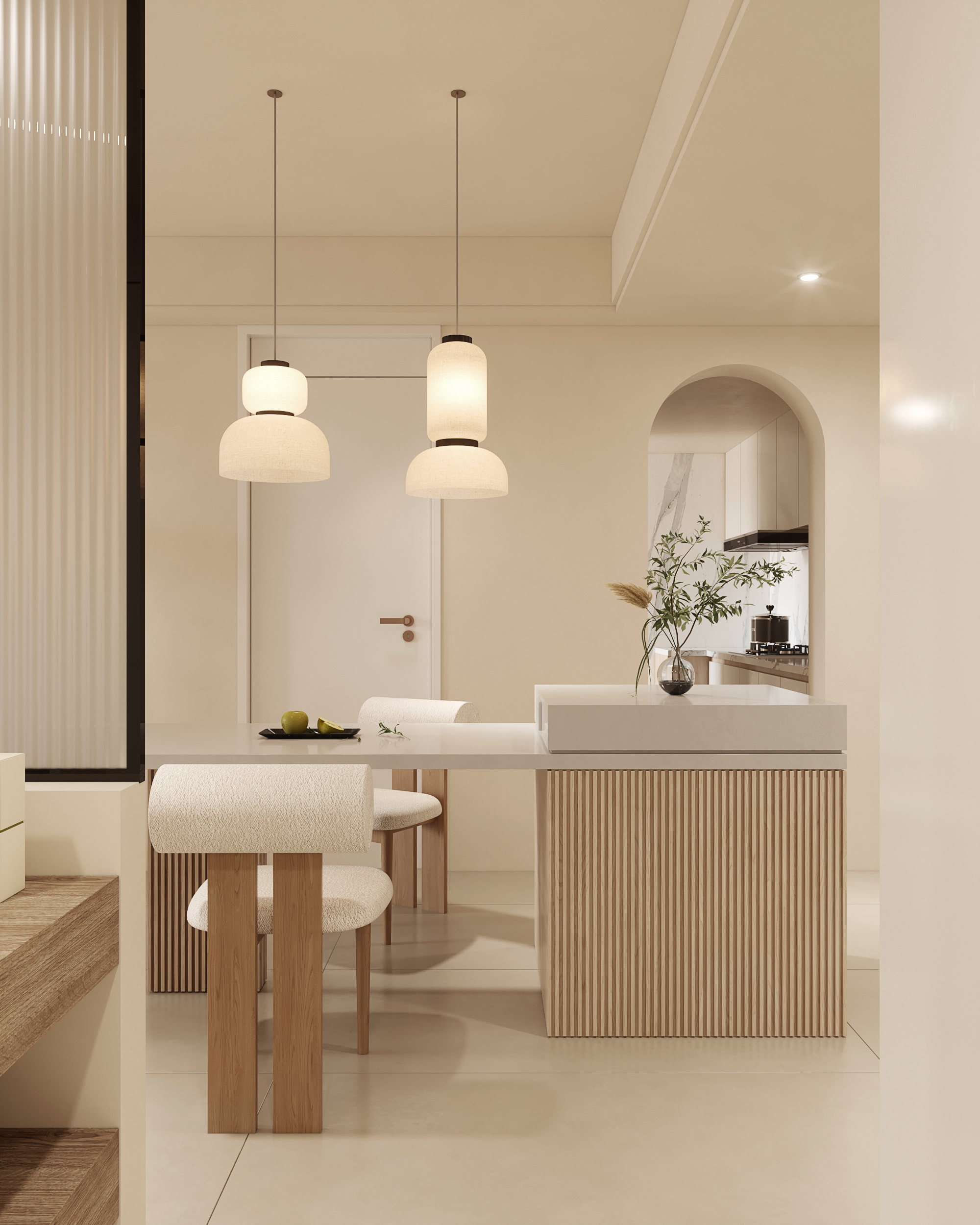 鸿烨表现|愿感受世间温柔 现代奶油风客餐厅-7