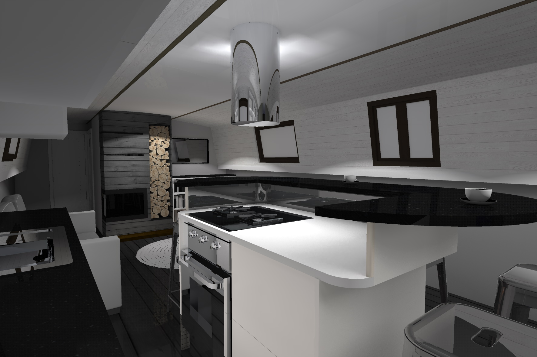 Black&WHITE CANAL BOAT INTERIOR CRICK BOAT LAYOUT3-5