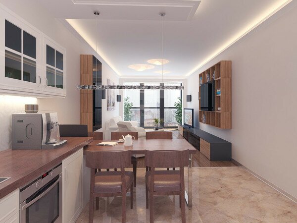 30平米厨房与客厅合并空间设计-72