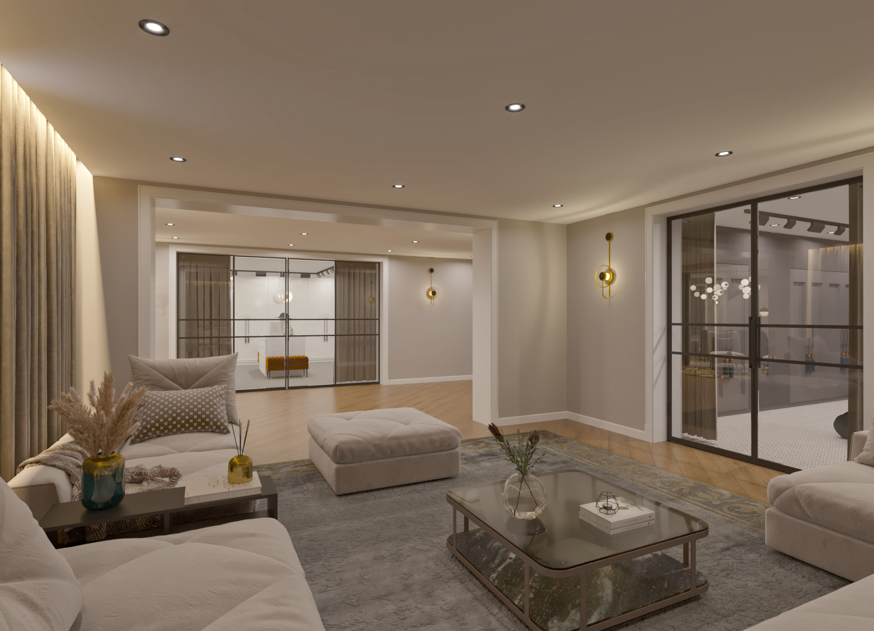 Basement floor design with two dressing rooms-8