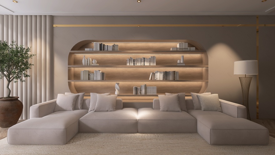 可俯瞰城市景观的客厅-1