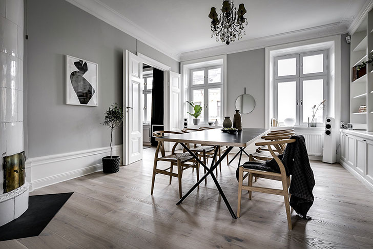 斯德哥尔摩 115 平米公寓 | 暗色调的优雅魅力-10