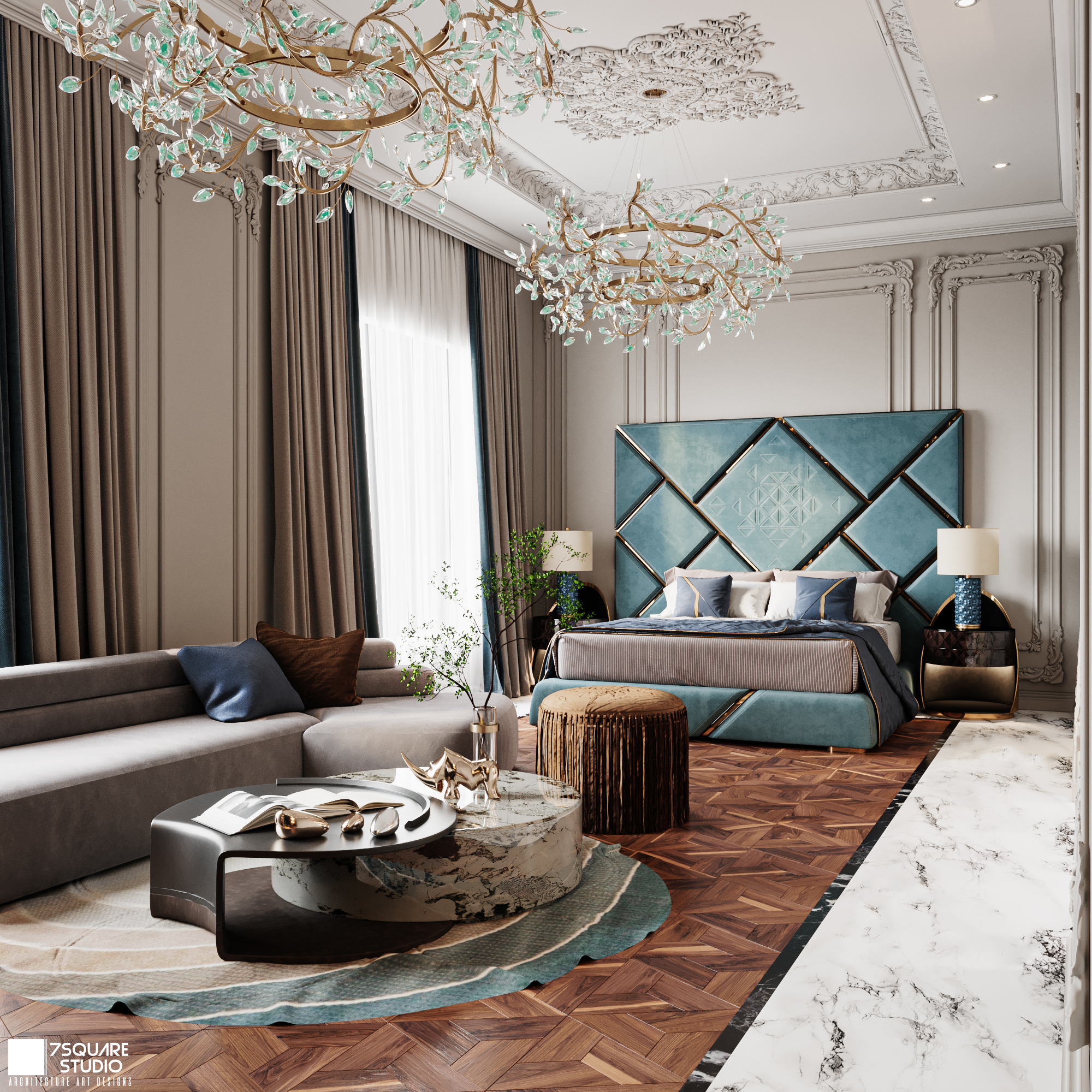 豪华卧室 迪拜丨阿联酋迪拜丨SQUARE STUDIO-9