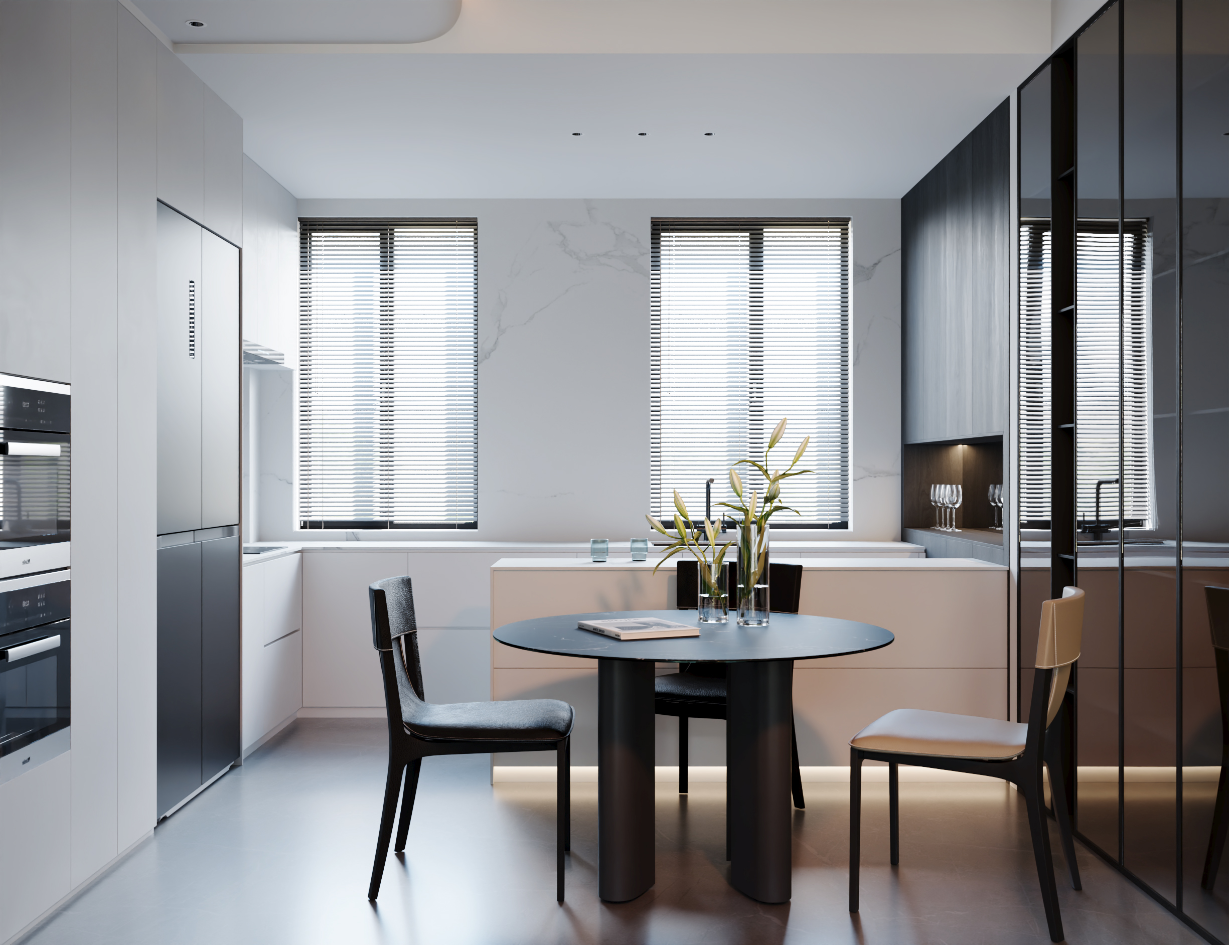 黑白灰现代客餐厅案例-6