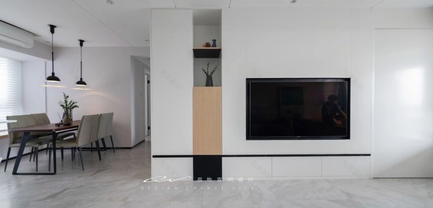 南山 110㎡简约之家,隐藏管线、吧台设计、一墙多用电视墙-45