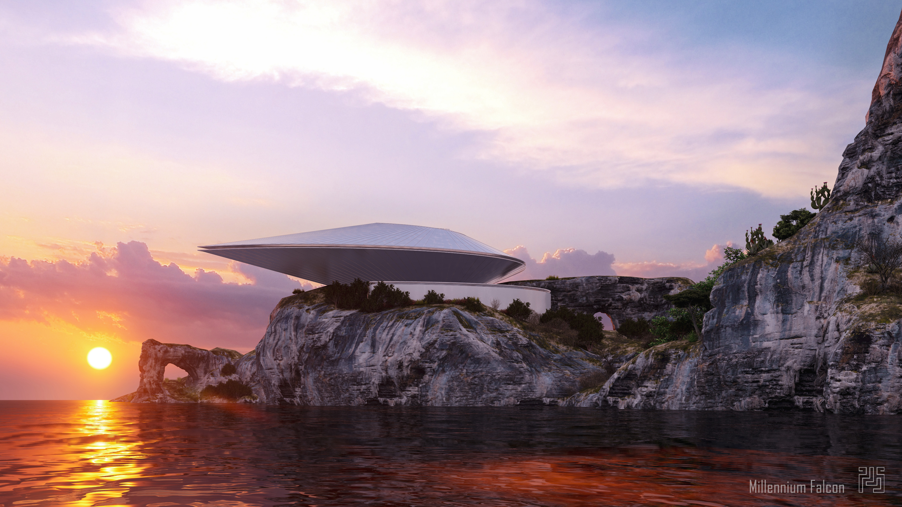 LUMION 10 概念建筑 | 海礁上的千年隼博物馆-5