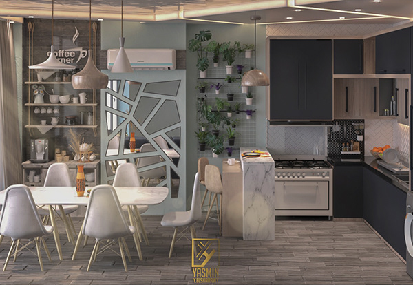 House Hall 设计（厨房餐厅客厅）-5