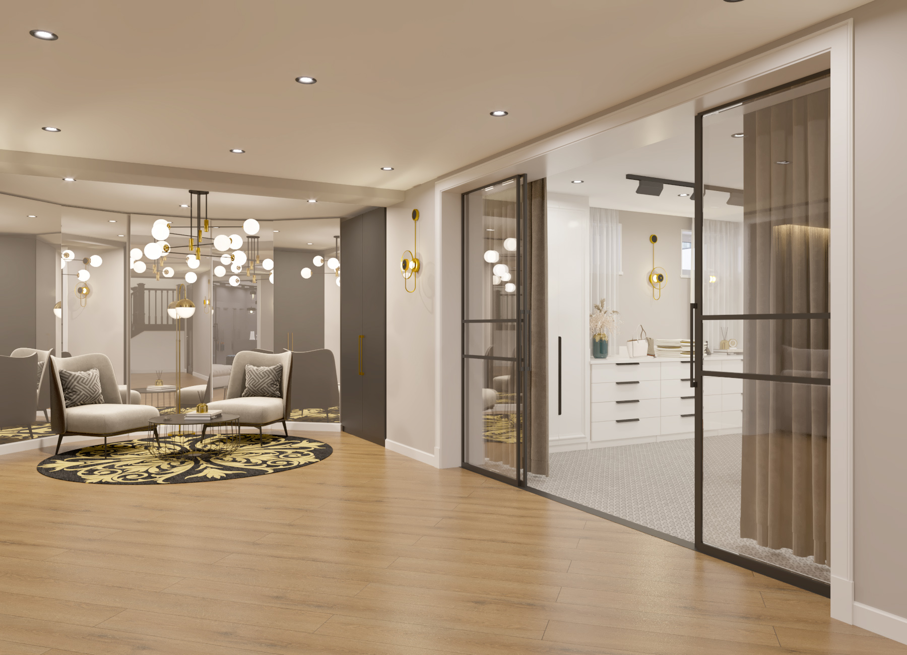 Basement floor design with two dressing rooms-4