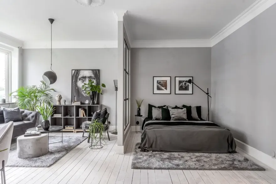 瑞典城市大型工作室公寓的完美改造-3