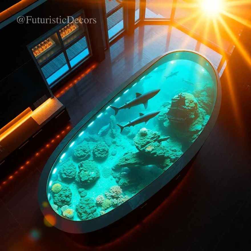 鲨鱼水族馆厨房岛设计丨FuturisticDecors-136