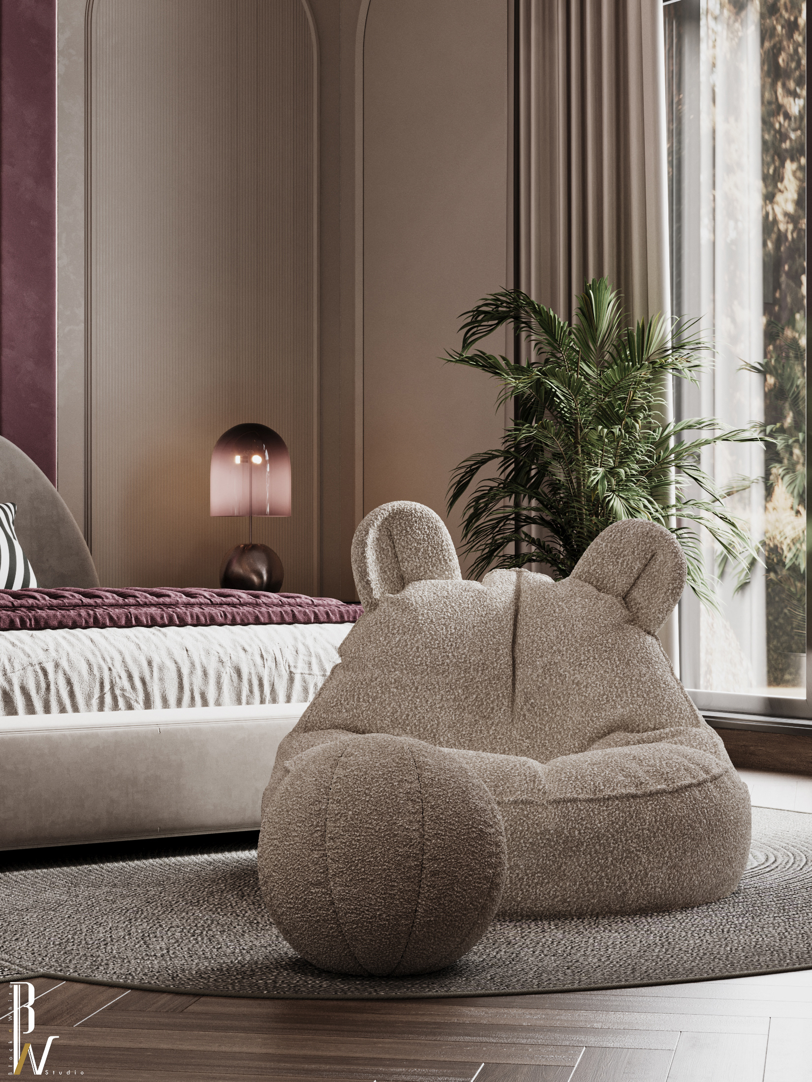 女孩卧室设计丨Black N White-10