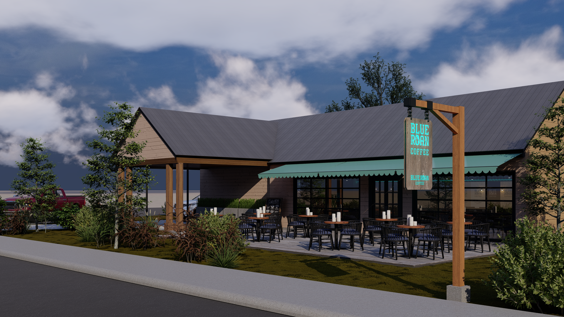 蓝灰色罗恩咖啡店丨United StatesTexas-1