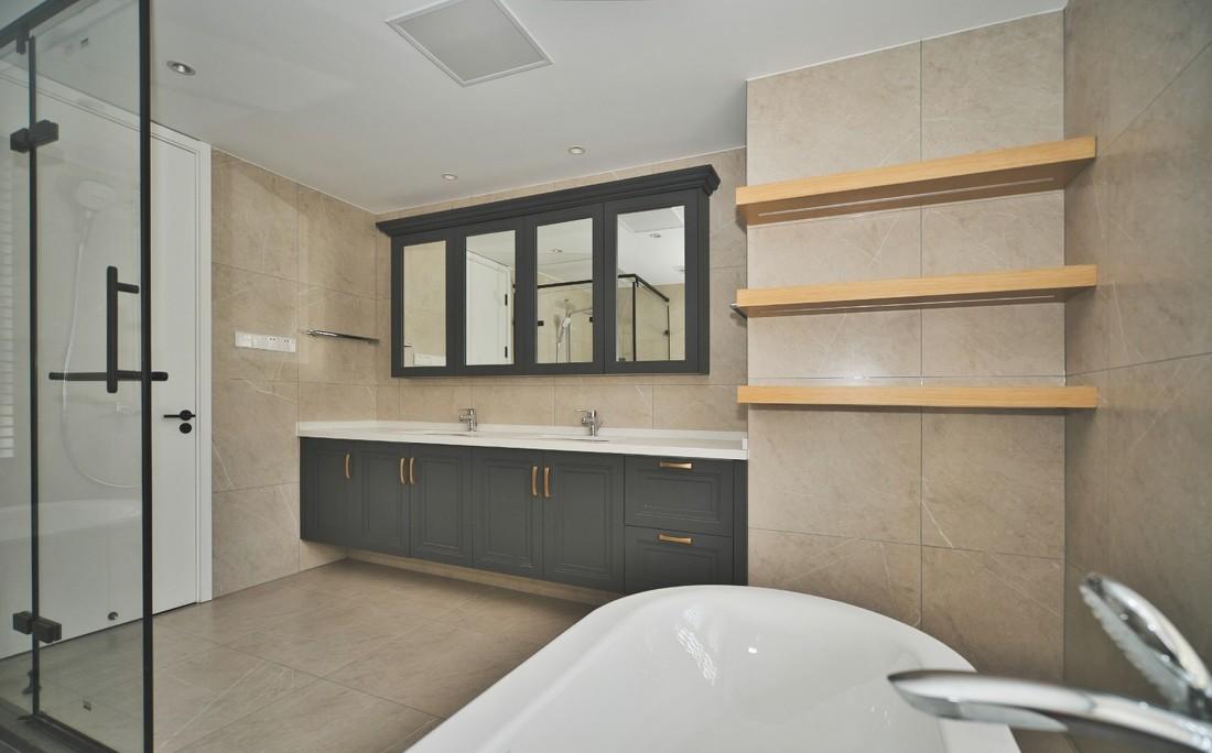 245㎡现代简约大平层,藏蓝美式卫浴柜成焦点-39