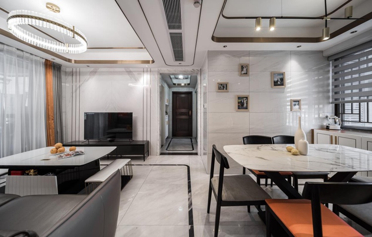 96㎡四室两厅现代设计，高级黑白灰+爱马仕橙，酷！                     -3